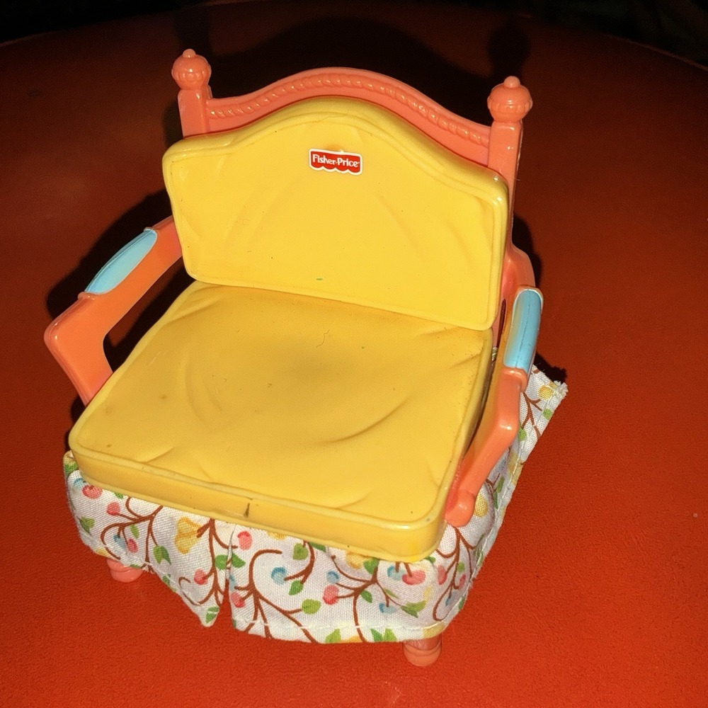 Fisher Price Loving Family Furniture Pink & Yellow Living Room Chair Fabric